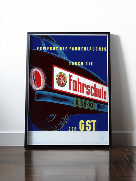 Historisches DDR Poster (A4 | A3 | A2 | A1) • DDR: FAHRSCHULDE DER GST