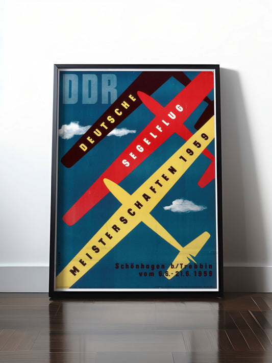 Historisches DDR Poster (A4 | A3 | A2 | A1) • DDR: SEGELFLUGMEISTERSCHAFTEN 1959