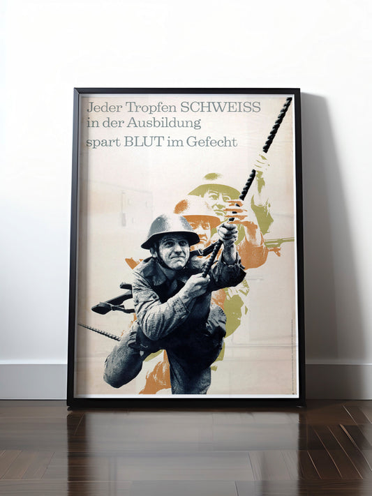 Historisches DDR Poster (A4 | A3 | A2 | A1) • DDR: NVA - SCHWEISS SPART BLUT
