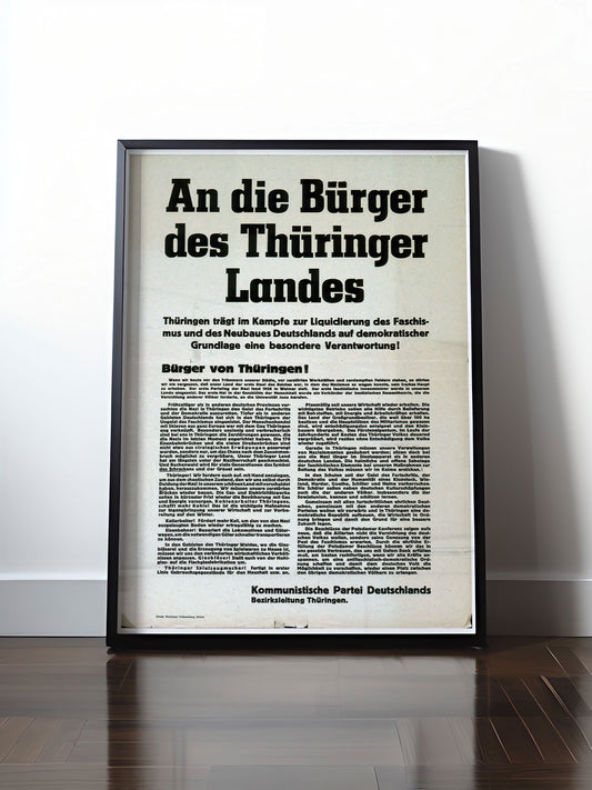 Historisches DDR Poster (A4 | A3 | A2 | A1) • DDR: AN DIE BÜRGER THÜRINGENS