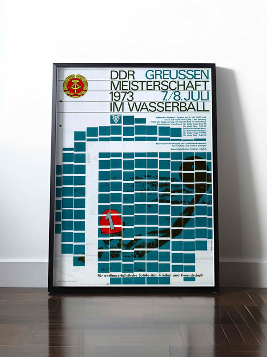 Historisches DDR Poster (A4 | A3 | A2 | A1) • DDR WASSERBALL MEISTERSCHAFTT 1973