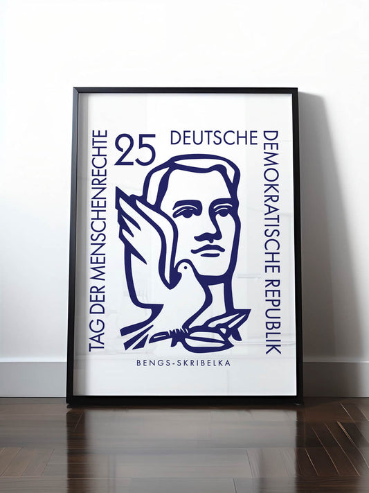 Historisches DDR Poster (A4 | A3 | A2 | A1) • BRIEFMARKE TAG DER MENSCHENRECHTE