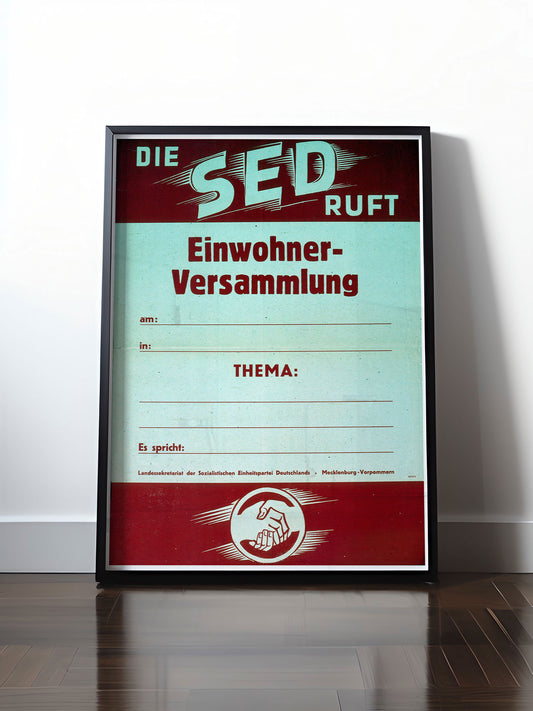 Historisches DDR Poster (A4 | A3 | A2 | A1) • DDR: EINWOHNERVERSAMMLUNG