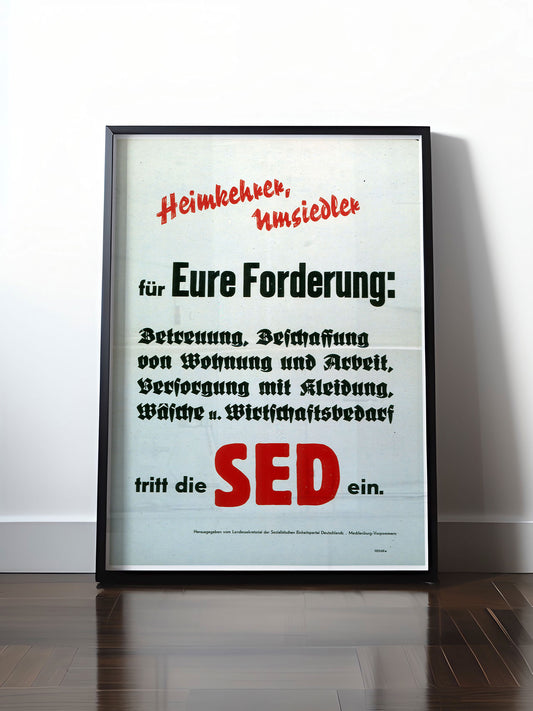 Historisches DDR Poster (A4 | A3 | A2 | A1) • DDR: HEIMKEHRER, UMSIEDLER