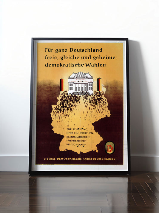 Historisches DDR Poster (A4 | A3 | A2 | A1) • DDR: FREIE WAHLEN IN GANZ DEUTSCHLAND!