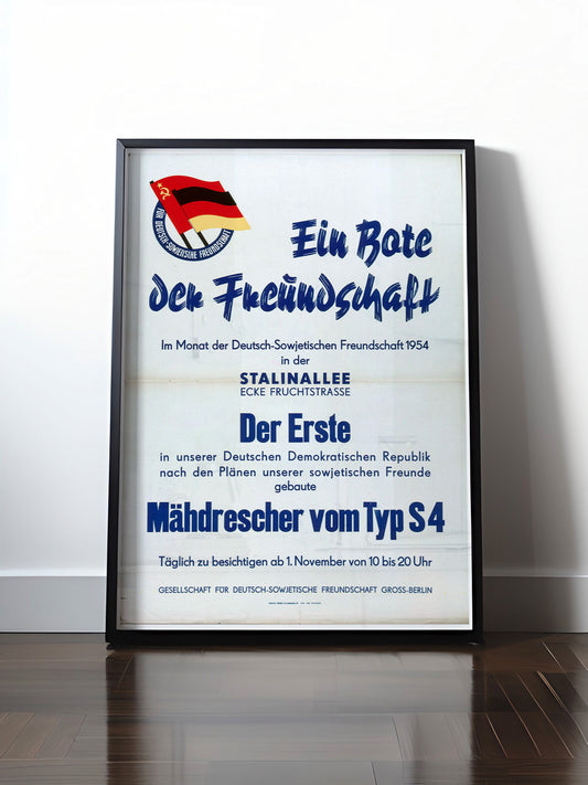 Historisches DDR Poster (A4 | A3 | A2 | A1) • DDR: DER ERSTE MÄHDRESCHER, 1954
