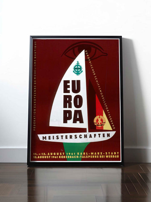 Historisches DDR Poster (A4 | A3 | A2 | A1) • EUROPA MEISTERSCHAFTEN SCHIFFSMODELLSPORT 1961