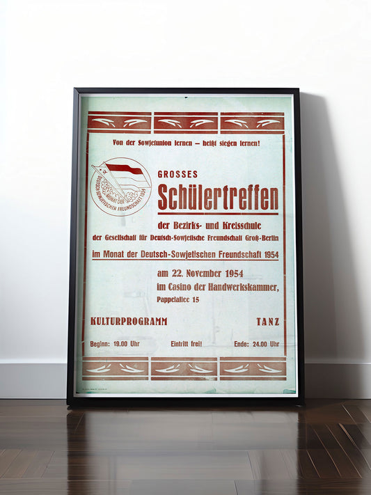 Historisches DDR Poster (A4 | A3 | A2 | A1) • DDR: GROSSES SCHÜLERTREFFEN 1954
