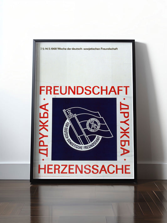 Historisches DDR Poster (A4 | A3 | A2 | A1) • HERZENSSACHE: DEUTSCH-SOWJETISCHE FREUNDSCHAFT