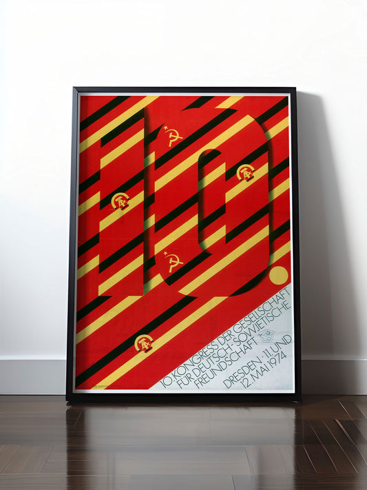 Historisches DDR Poster (A4 | A3 | A2 | A1) • KONGRESS DEUTSCH-SOWJETISCHE FREUNDSCHAFT 1974