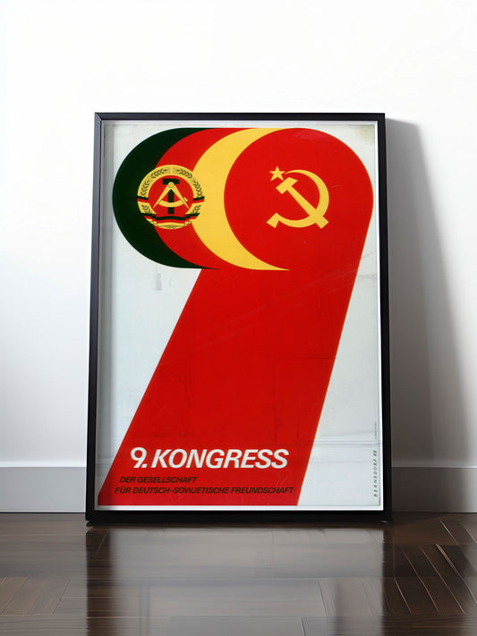 Historisches DDR Poster (A4 | A3 | A2 | A1) • 9. KONGRESS DEUTSCH-SOWJETISCHE FREUNDSCHAFT