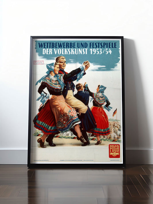 Historisches DDR Poster (A4 | A3 | A2 | A1) • VOLKSKUNST-FESTSPIELE 1953/54