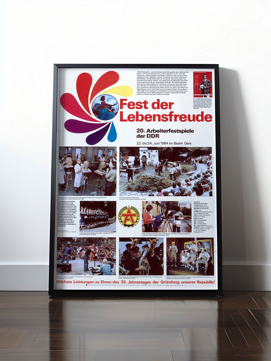 Historisches DDR Poster (A4 | A3 | A2 | A1) • FEST DER LEBENSFREUDE 1984 GERA