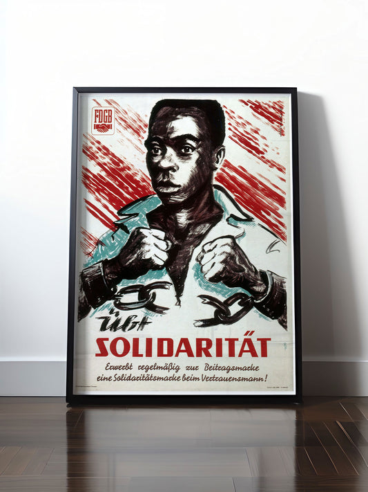 Historisches DDR Poster (A4 | A3 | A2 | A1) • FDGB - SOLIDARITÄT MIT AFRIKA