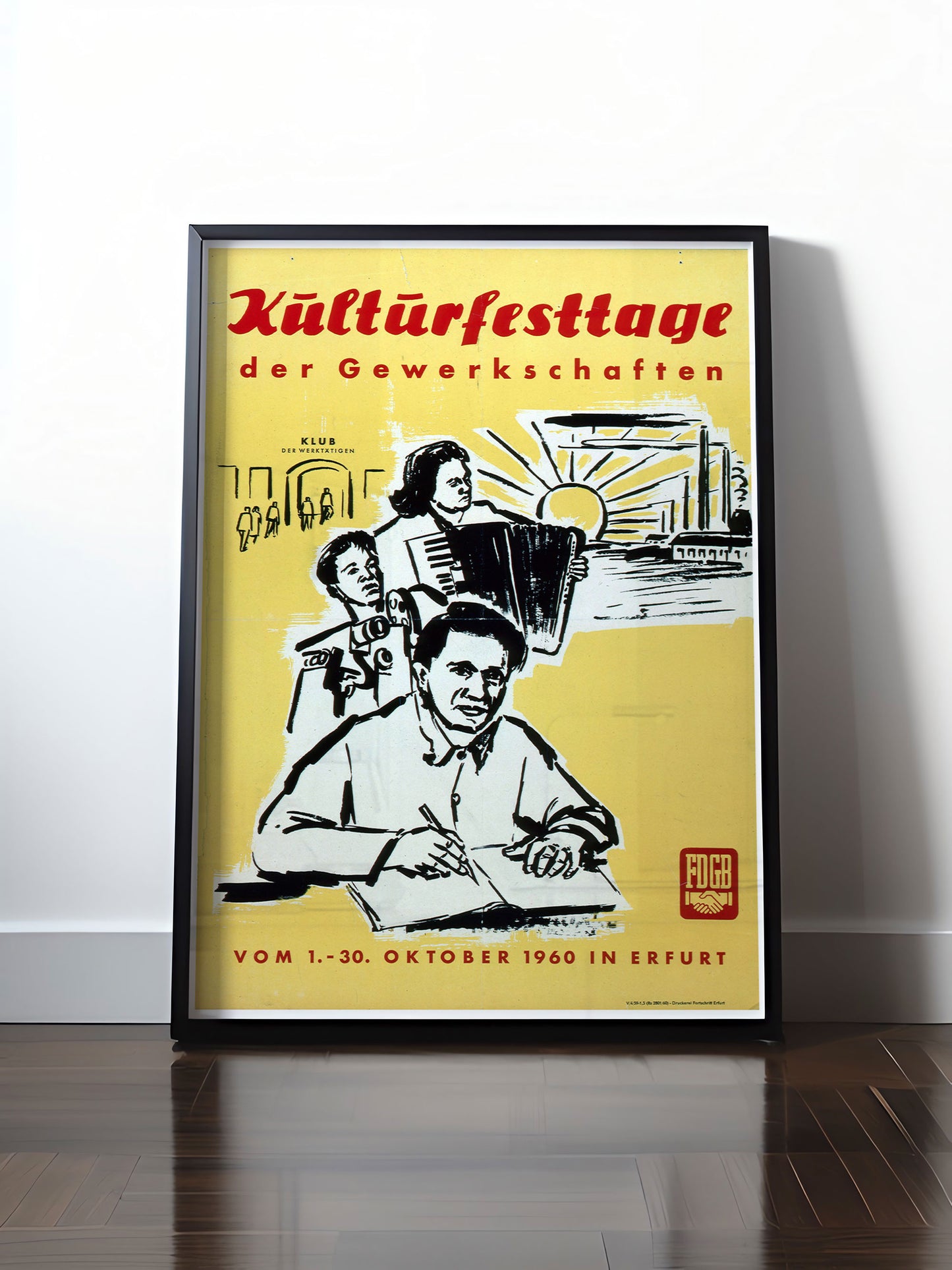 Historisches DDR Poster (A4 | A3 | A2 | A1) • KULTURFESTTAGE GEWERKSCHAFTEN ERFURT 1960