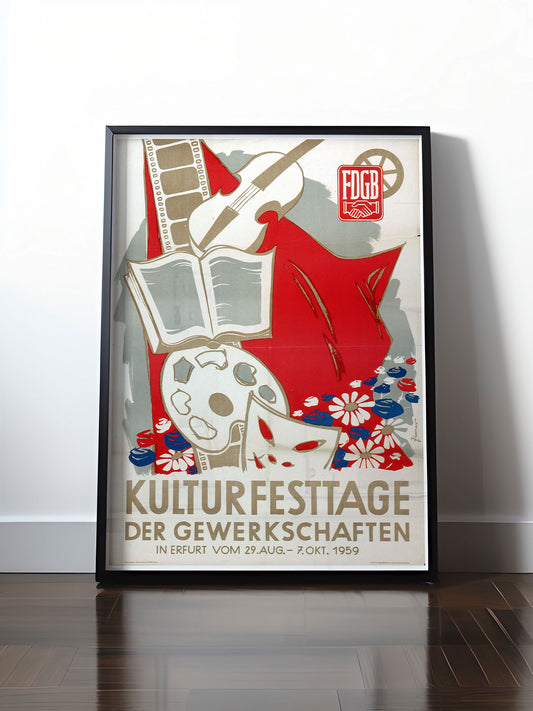 Historisches DDR Poster (A4 | A3 | A2 | A1) • KULTURFESTTAGE DER GEWERKSCHAFTEN ERFURT 1959