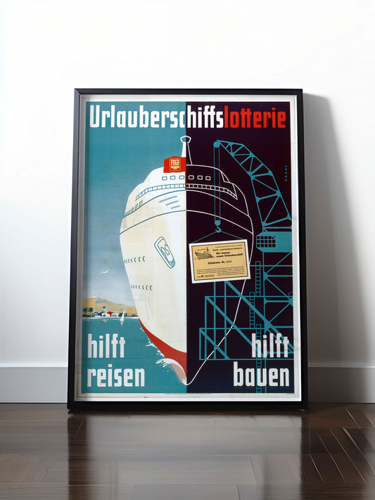 Historisches DDR Poster (A4 | A3 | A2 | A1) • DDR URLAUBSSCHIFFLOTTERIE
