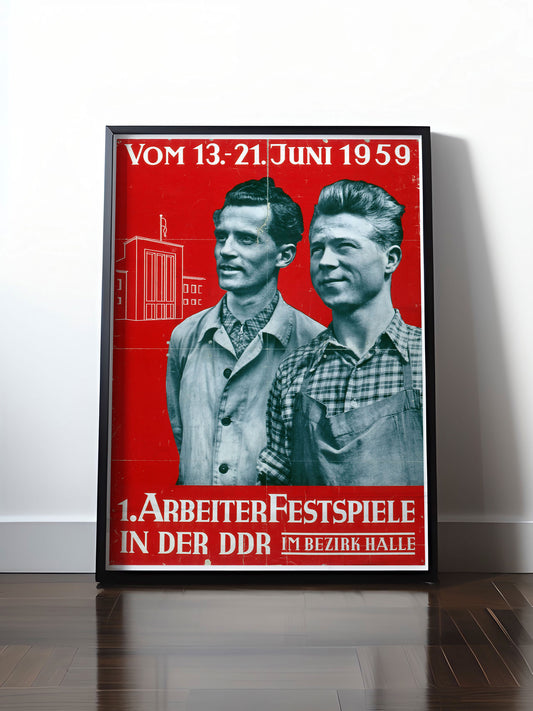 Historisches DDR Poster (A4 | A3 | A2 | A1) • 1. ARBEITERFESTSPIELE 1959