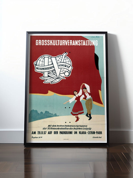 Historisches DDR Poster (A4 | A3 | A2 | A1) • GROSSKULTURVERANSTALTUNG LEIPZIG 1957