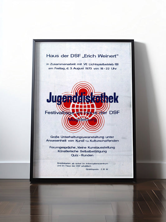 Historisches DDR Poster (A4 | A3 | A2 | A1) • DDR: JUGENDDISKOTHEK MAGDEBURG, 1973