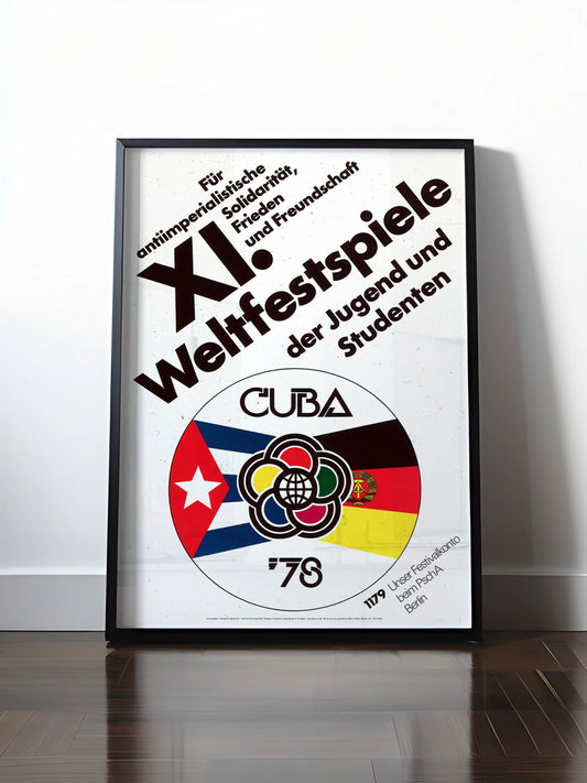 Historisches DDR Poster (A4 | A3 | A2 | A1) • DDR: 11. WELTFESTSPIELE DER JUNGEN IN KUBA 1978