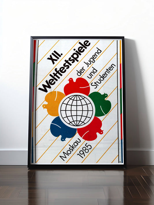 Historisches DDR Poster (A4 | A3 | A2 | A1) • DDR: 12. WELTFESTSPIELE DER JUGEND MOSKAU, 1985