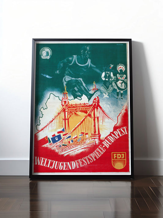 Historisches DDR Poster (A4 | A3 | A2 | A1) • DDR: WELTFESTSPIELE DER JUGEND BUDAPEST, 1947
