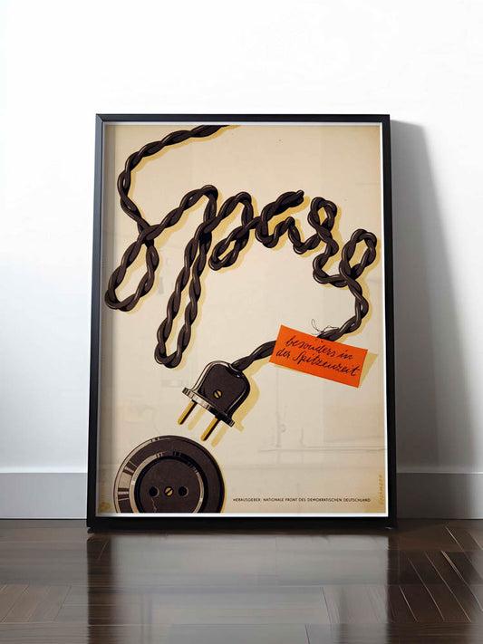 Historisches DDR Poster (A4 | A3 | A2 | A1) • SPARE STROM - BESONDERS IN DER SPITZENZEIT