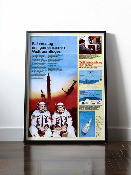 Historisches DDR Poster (A4 | A3 | A2 | A1) • 5. JAHRESTAG DES GEMEINSAMEN WELTRAUMFLUGES