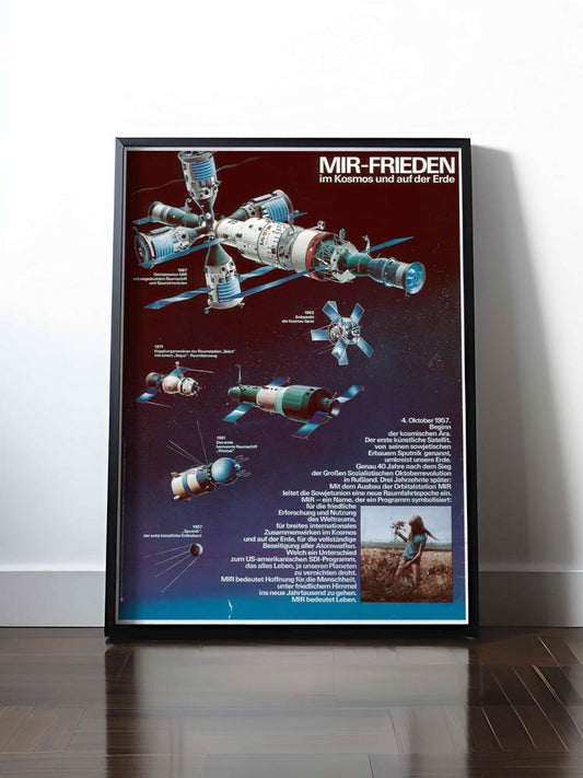 Historisches DDR Poster (A4 | A3 | A2 | A1) • MIR-FRIEDEN IM KOSMOS UND AUF DER ERDE