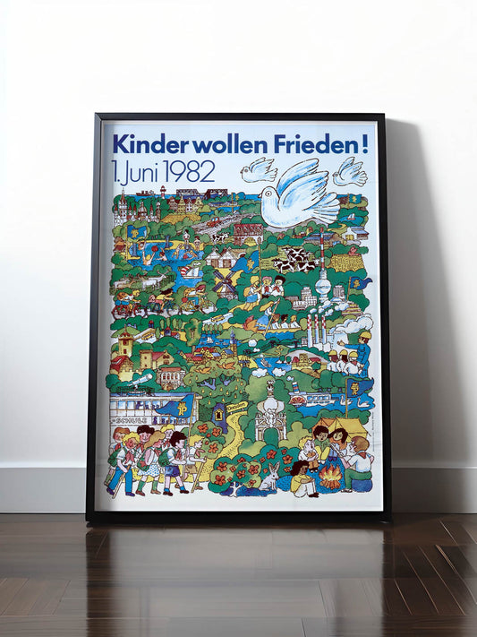 Historisches DDR Poster (A4 | A3 | A2 | A1) • DDR: KINDER WOLLEN FRIEDEN 1982