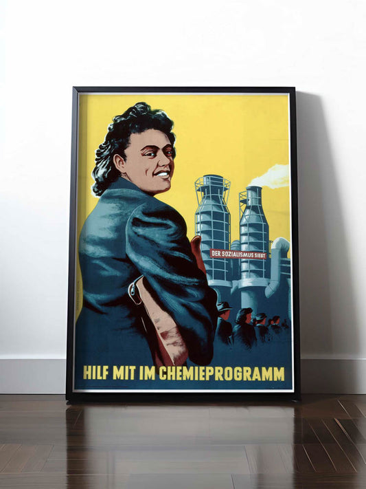 Historisches DDR Poster (A4 | A3 | A2 | A1) • HILF MIT IM CHEMIEPROGRAMM