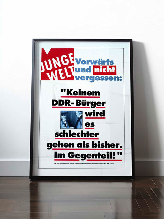 Historisches DDR Poster (A4 | A3 | A2 | A1) • JUNGE WELT: VORWÄRTS UND NICHT VERGESSEN