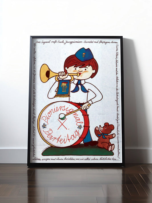 Historisches DDR Poster (A4 | A3 | A2 | A1) • DDR: PIONIERSIGNAL PARTEITAG