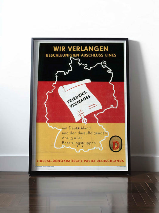 Historisches DDR Poster (A4 | A3 | A2 | A1) • WIR VERLANGEN BESCHLEUNIGTEN ABSCHLUSS EINES FRIEDENSVERTRAGES