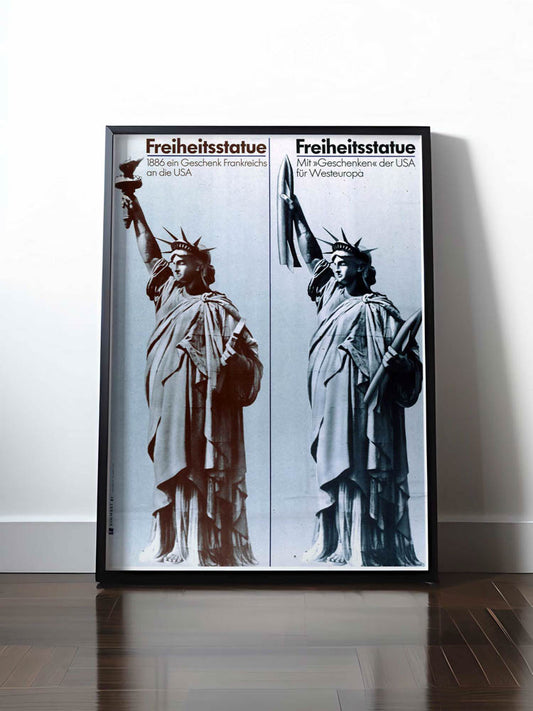 Historisches DDR Poster (A4 | A3 | A2 | A1) • FREIHEITSSTATUE, BOMBEN & GESCHENKE