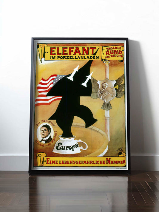 Historisches DDR Poster (A4 | A3 | A2 | A1) • USA: ELEFANT IM PORZELLANLADEN