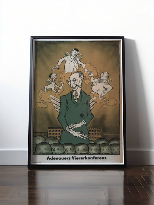 Historisches DDR Poster (A4 | A3 | A2 | A1) • DDR: ADENAUERS VIERERKONFERENZ