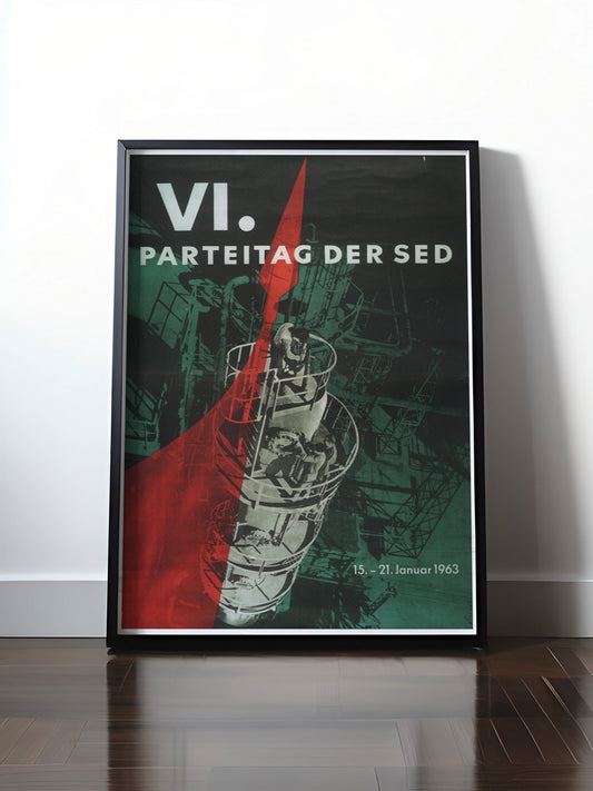 Historisches DDR Poster (A4 | A3 | A2 | A1) • DDR: 6. PARTEITAG