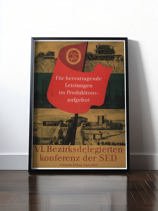 Historisches DDR Poster (A4 | A3 | A2 | A1) • DDR: BEZIRKSDELEGIERTEN-KONFERENZ 1962