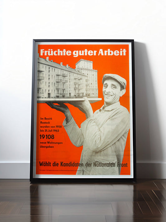 Historisches DDR Poster (A4 | A3 | A2 | A1) • DDR - FRÜCHTE GUTER ARBEIT
