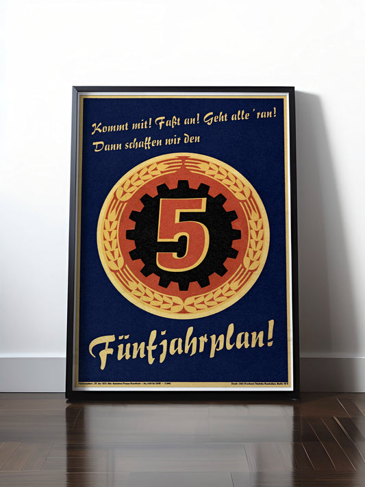 Historisches DDR Poster (A4 | A3 | A2 | A1) •  DDR - FÜNFJAHRESPLAN