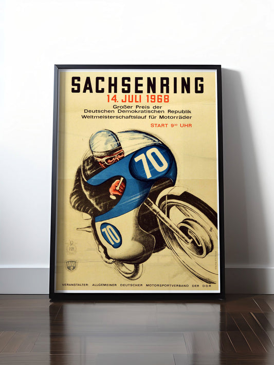 Historisches DDR Poster (A4 | A3 | A2 | A1) • DDR - GROSSER PREIS 1968, SACHSENRING