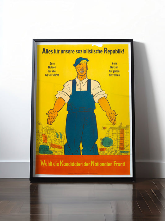 Historisches DDR Poster (A4 | A3 | A2 | A1) • DDR - NATIONALE FRONT WAHLPLAKAT
