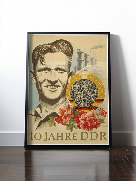 Historisches DDR Poster (A4 | A3 | A2 | A1) • 10 JAHRE DDR