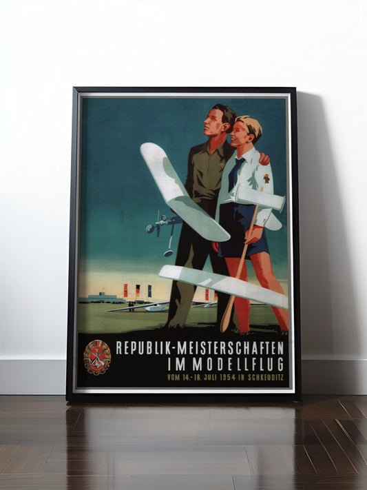 Historisches DDR Poster (A4 | A3 | A2 | A1) • DDR-MEISTERSCHAFTEN IM MODELLFLUG