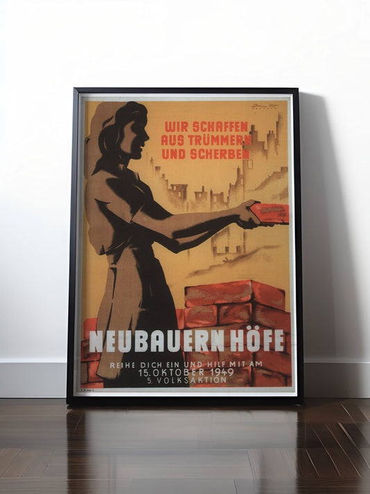 Historisches DDR Poster (A4 | A3 | A2 | A1) • DDR: NEUBAUERN-HÖFE