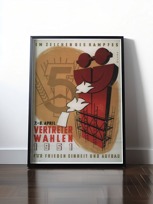 Historisches DDR Poster (A4 | A3 | A2 | A1) • DDR: FÜR FRIEDEN, EINHEIT & AUFBAU
