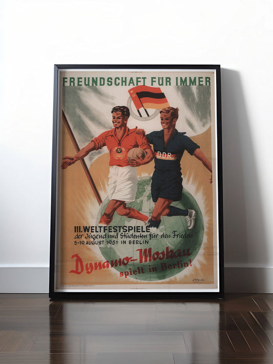 Historisches DDR Poster (A4 | A3 | A2 | A1) • DDR: DYNAMO MOSKAU IN BERLIN
