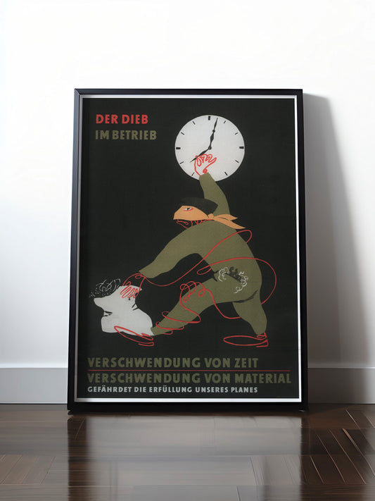 Historisches DDR Poster (A4 | A3 | A2 | A1) • DDR: DER DIEB IM BETRIEB